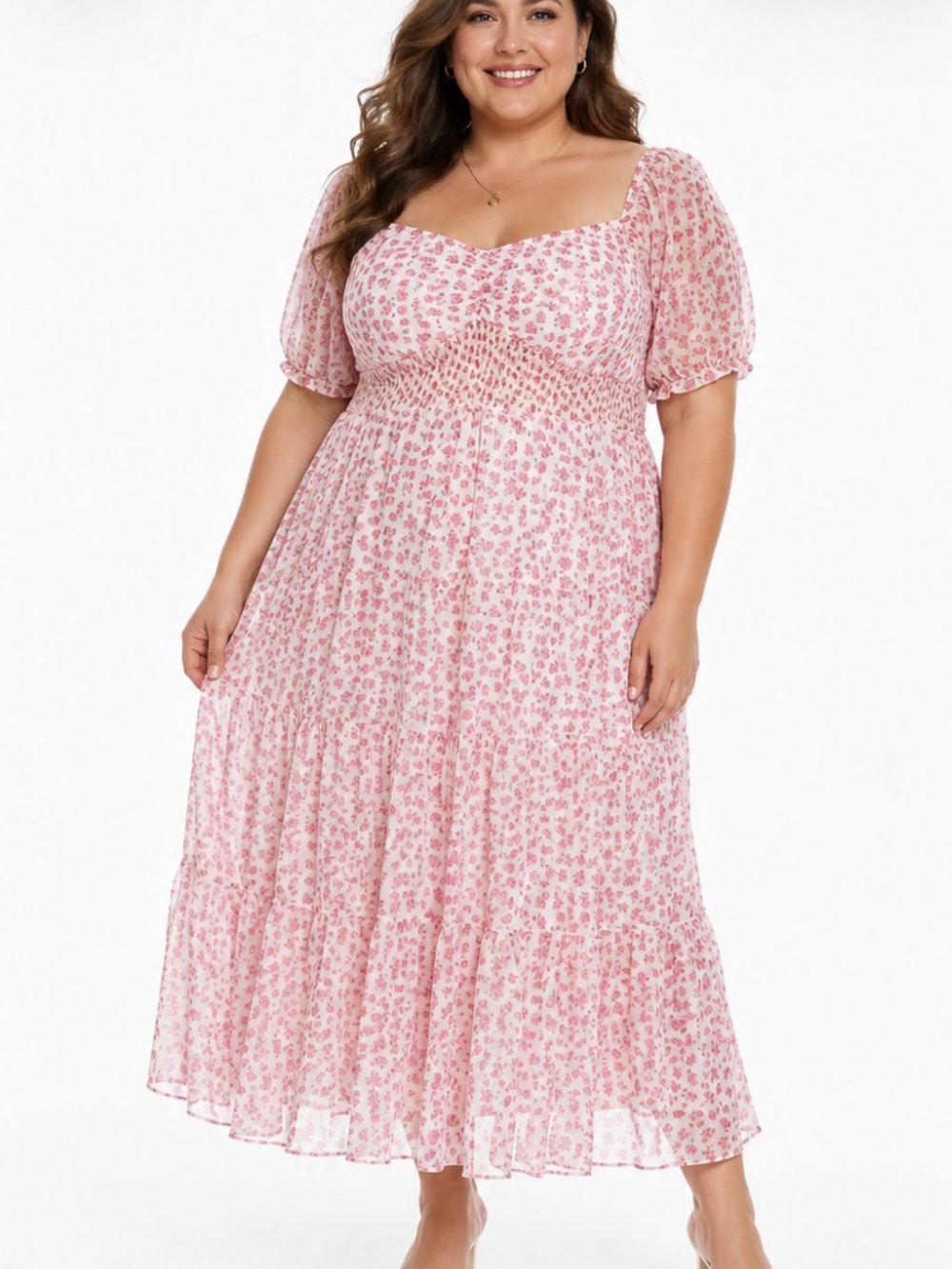 Arula Caitie Floral Maxi Puff Sleeve Dress 1X NWT